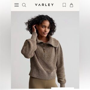 Varley Brown Mentone Half Zip Sweater